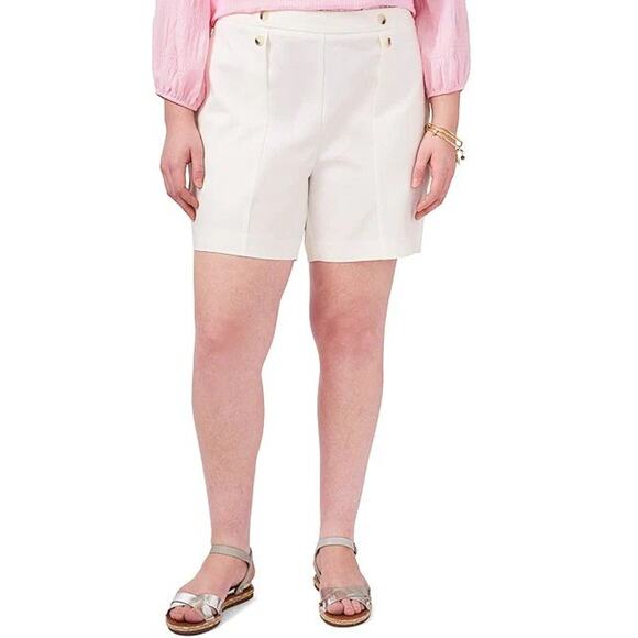 Vince Camuto Plus Size Double Weave Button Front Shorts Ivory size 24W NWT - Picture 9 of 9